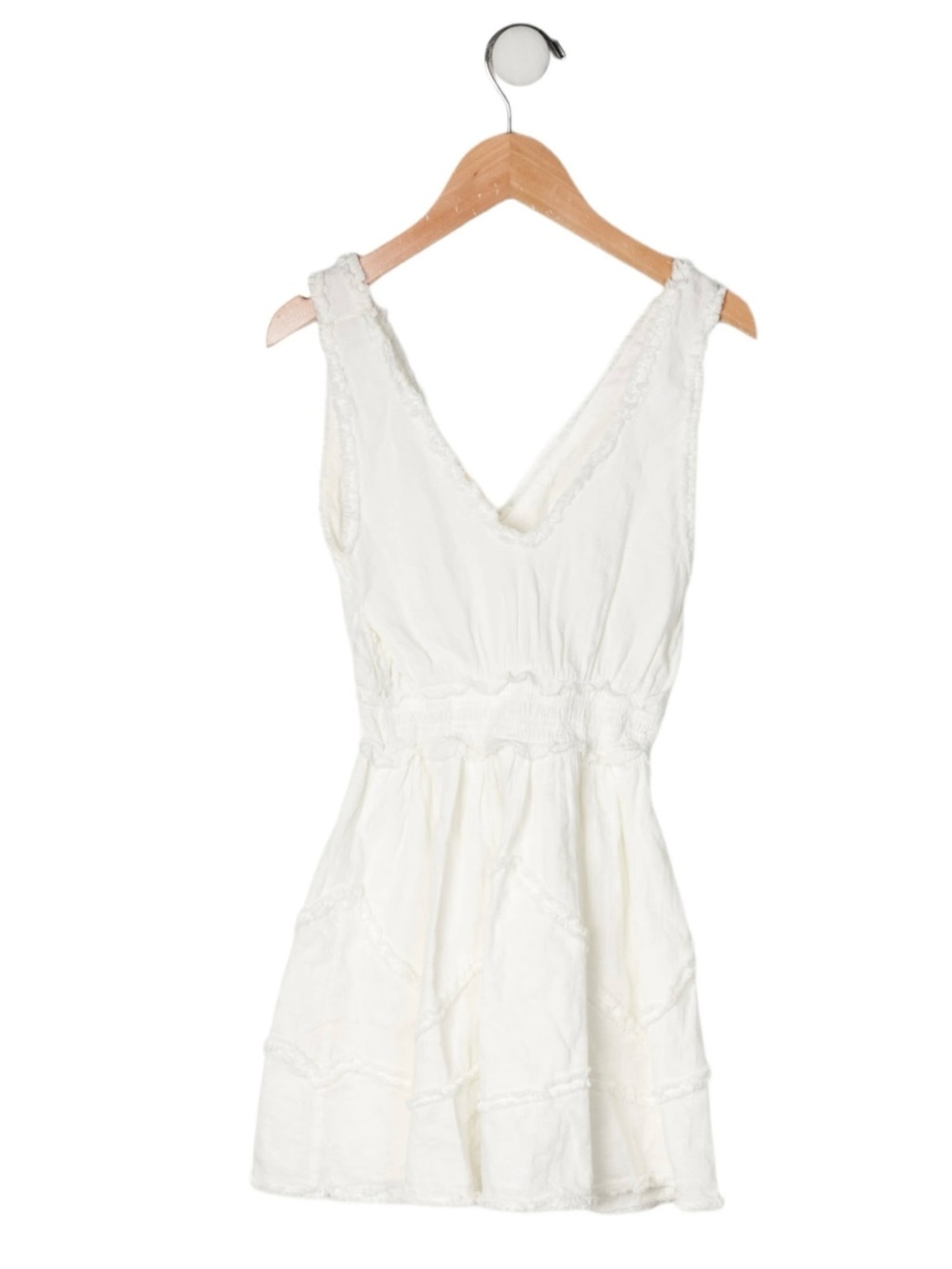 LoveShackFancy White Ruffled V-Neck Dress